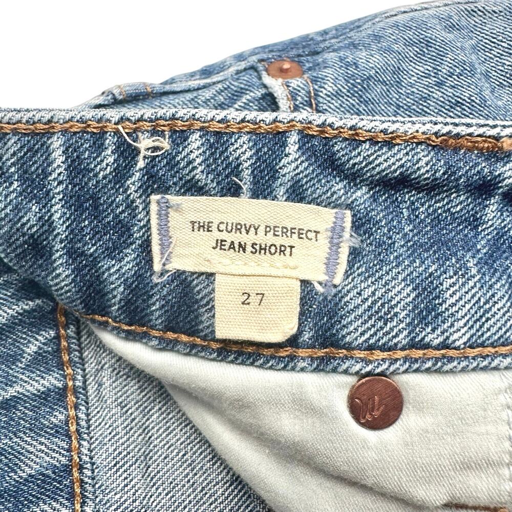 Madewell | Women | The Curvy Perfect Dewberry Cut Off Denim Jean Shorts | Sz 27 - Picture 7 of 13
